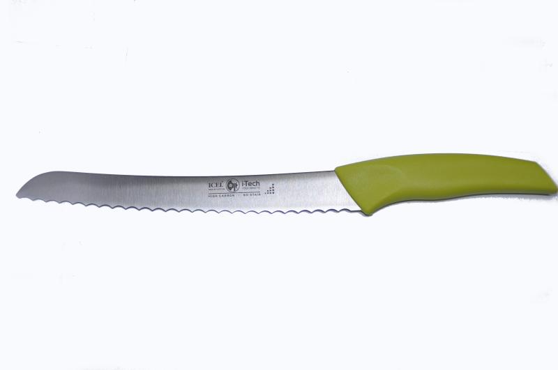 Нож для хлеба 200/320 мм. с волн. кромкой, салатовый  I-TECH Icel /1/12/