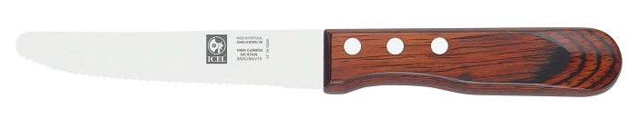 Нож для стейка 130/250 мм. 18/0  1,75 мм. ручка дерево бук Icel /12/