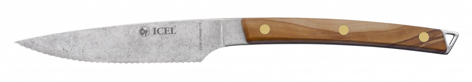 Нож для стейка 110/235 мм. 18/0  2,5 мм. состаренный ручка оливковое дерево Icel /12/