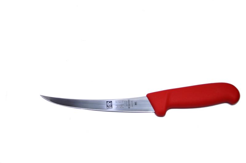 Нож обвалочный 150/290 мм. изогнутый, полугибкое лезвие, красный SAFE Icel /1/6/
