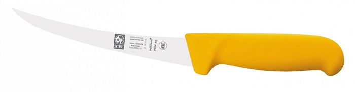 Нож обвалочный 150/290 мм. изогнутый, полугибкое лезвие, желтый SAFE Icel /1/6/