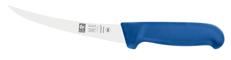 Нож обвалочный 150/290 мм. изогнутый, гибкое лезвие, синий SAFE Icel /1/