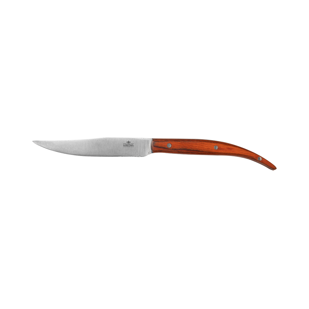 Нож для стейка 235 мм без зубцов Luxstahl коричневая ручка