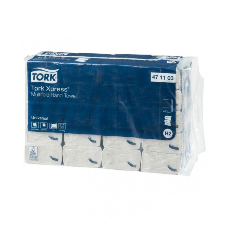 Полотенца бумажные в листах TorkXpress Multifold Universal, двухслойные, 190 л/уп, 23,4*21,3 см, 20