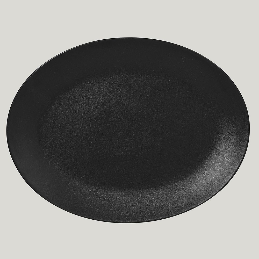 Тарелка RAK Porcelain NeoFusion Volcano овальная плоская, 36 см (черный цвет)
