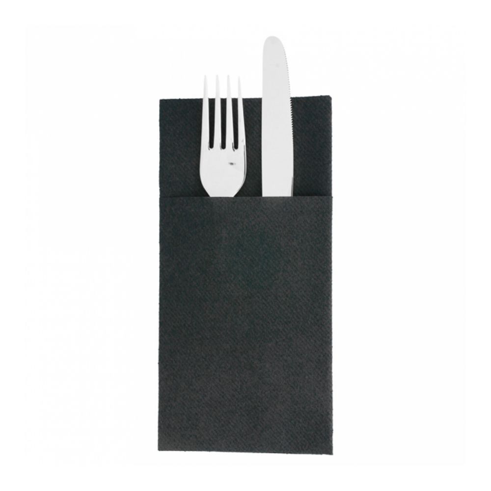 Конверт-салфетка для столовых приборов Airlaid чёрный 40*40 см, 50 шт, Garcia de Pou