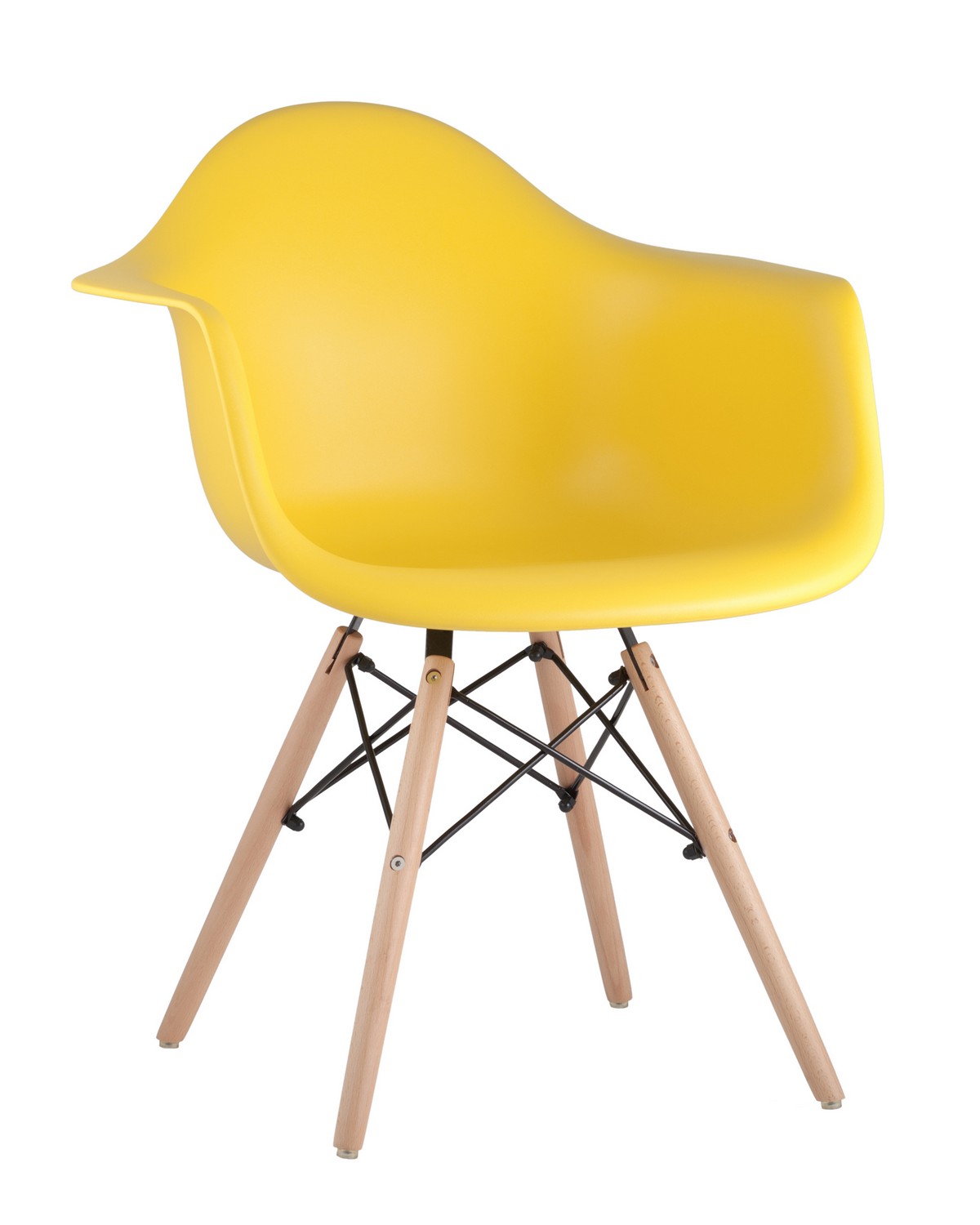 Стул пластиковый с подлокотниками «Eames Литой» с жестким сиденьем (деревянный каркас)
