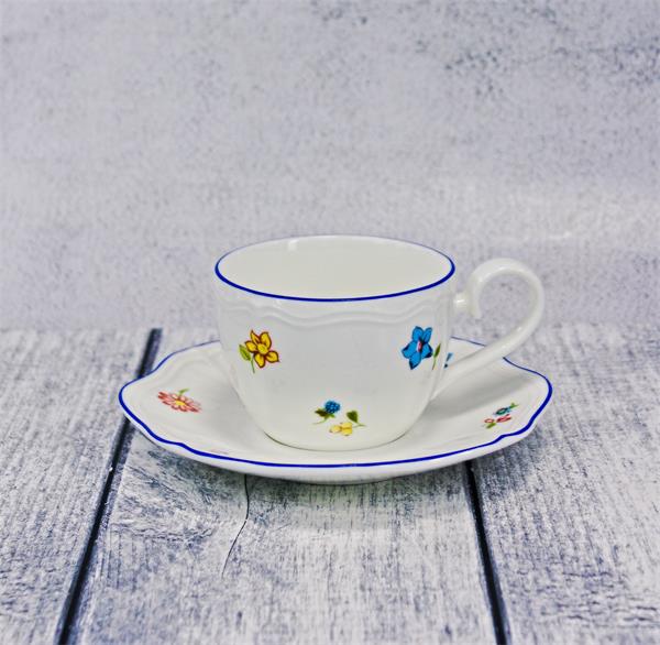 Чашка 220 мл, 12,5x8,8 см h 6,3 см, фарфор, Grazia с деколью Цветы