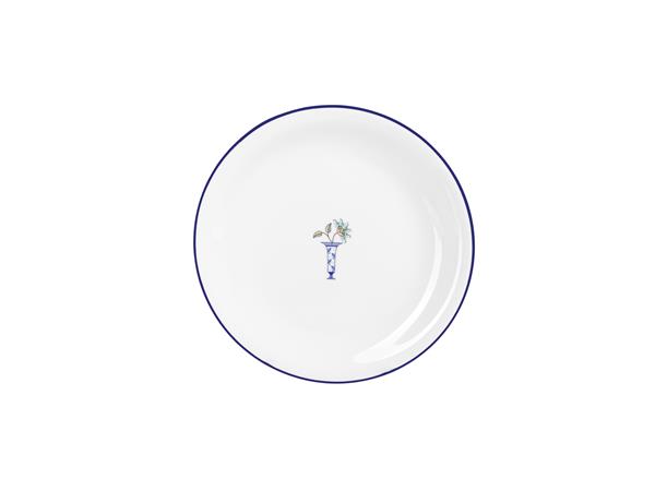 Тарелка мелкая 22 см, кант синий, Vaso Piccolo DS16