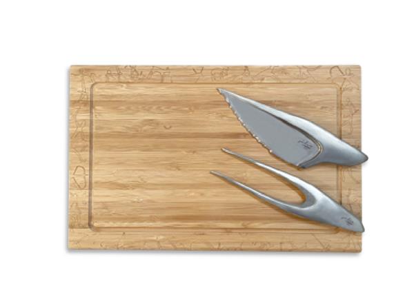 Набор из ножа и вилки  для стейка на деревянной подставке, Silex