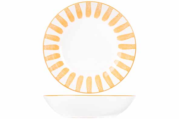 Тарелка суповая d 20 см, цвет белый / оранжевый