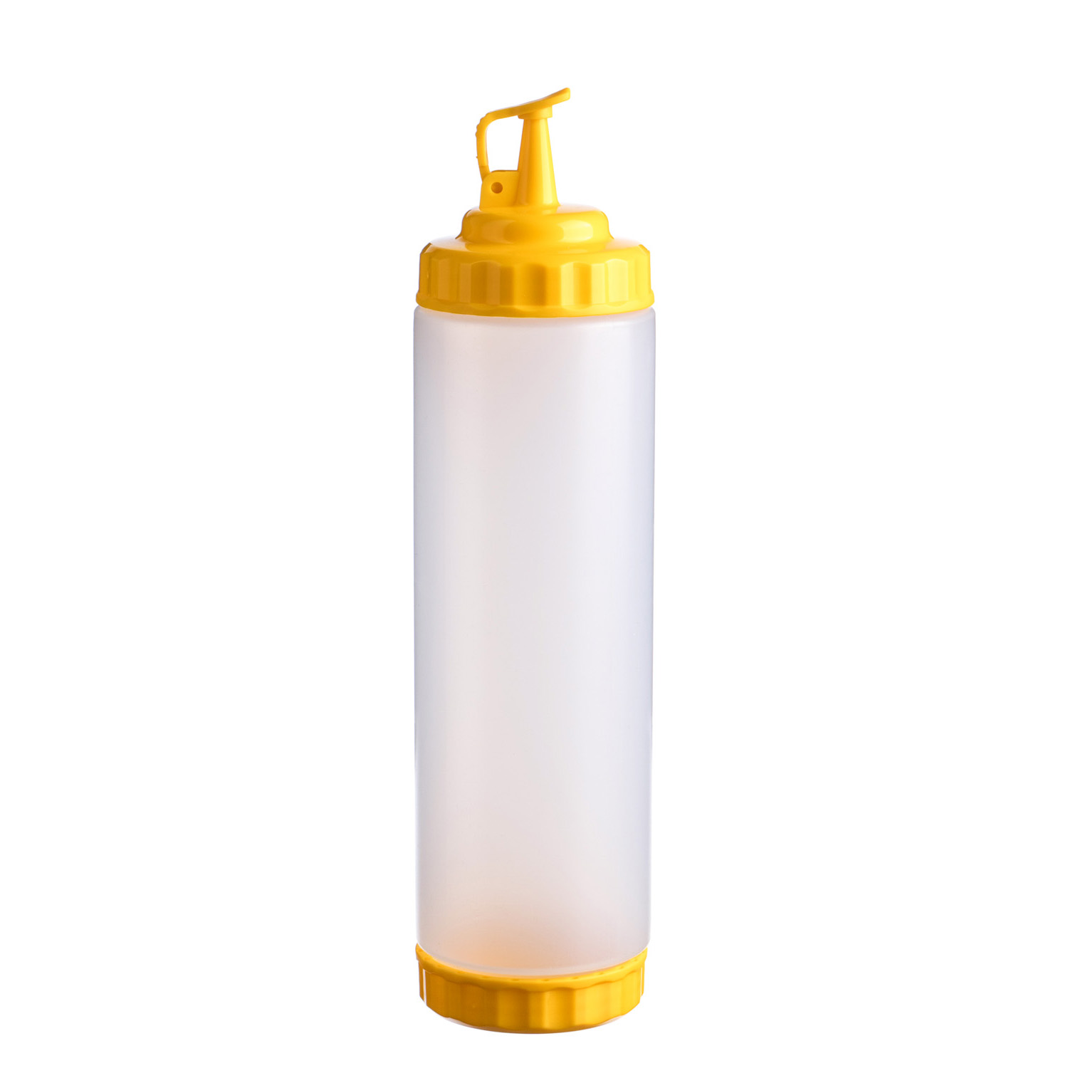 Емкость для соуса  750 мл. d=70 мм. h=270 мм. с 2 крышками прозрачная, крышки желтые GP /1/96/