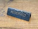 Табличка RESERVED мельхиоровая, с чеканкой и патиной, 10х3,5 см