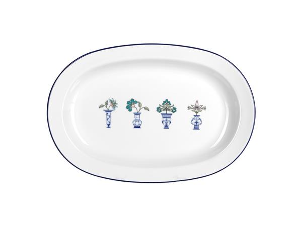 Блюдо овальное 35 см, кант синий, Vaso Piccolo DS12