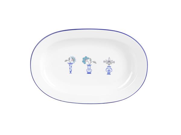 Блюдо овальное 25 см, кант синий, Vaso Piccolo DS11
