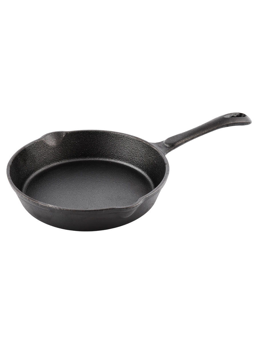 Сковорода порц. d=20 см. h=3,5 см. 0,9 л. чугун. с лит. ручкой /1/