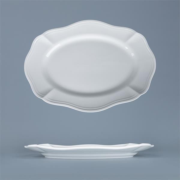 Блюдо овальное 32,5x23 см h 3 см, фарфор, Grazia с деколью Цветы