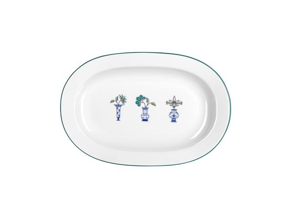 Блюдо овальное 25 см, кант зеленый, Vaso Piccolo DS11