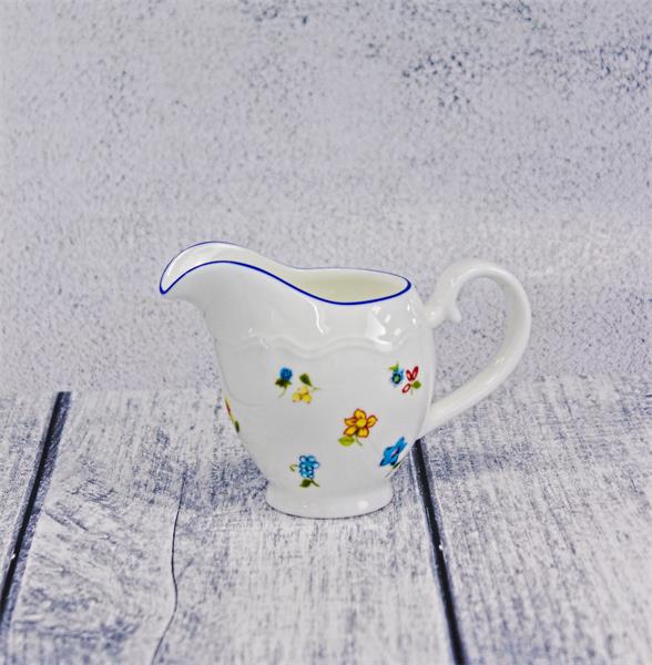 Молочник с ручкой 140 мл, 12,6x6,4 см h 9 см, фарфор, Grazia с деколью Цветы