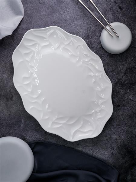 Блюдо овальное 36x26 см h 3 см, костяной фарфор, Origami