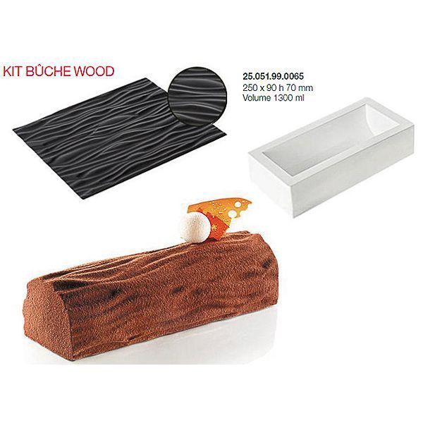 Форма кондитерская Silikomart KIT BUCHE WOOD, силикон, 25*9*7 см, Италия