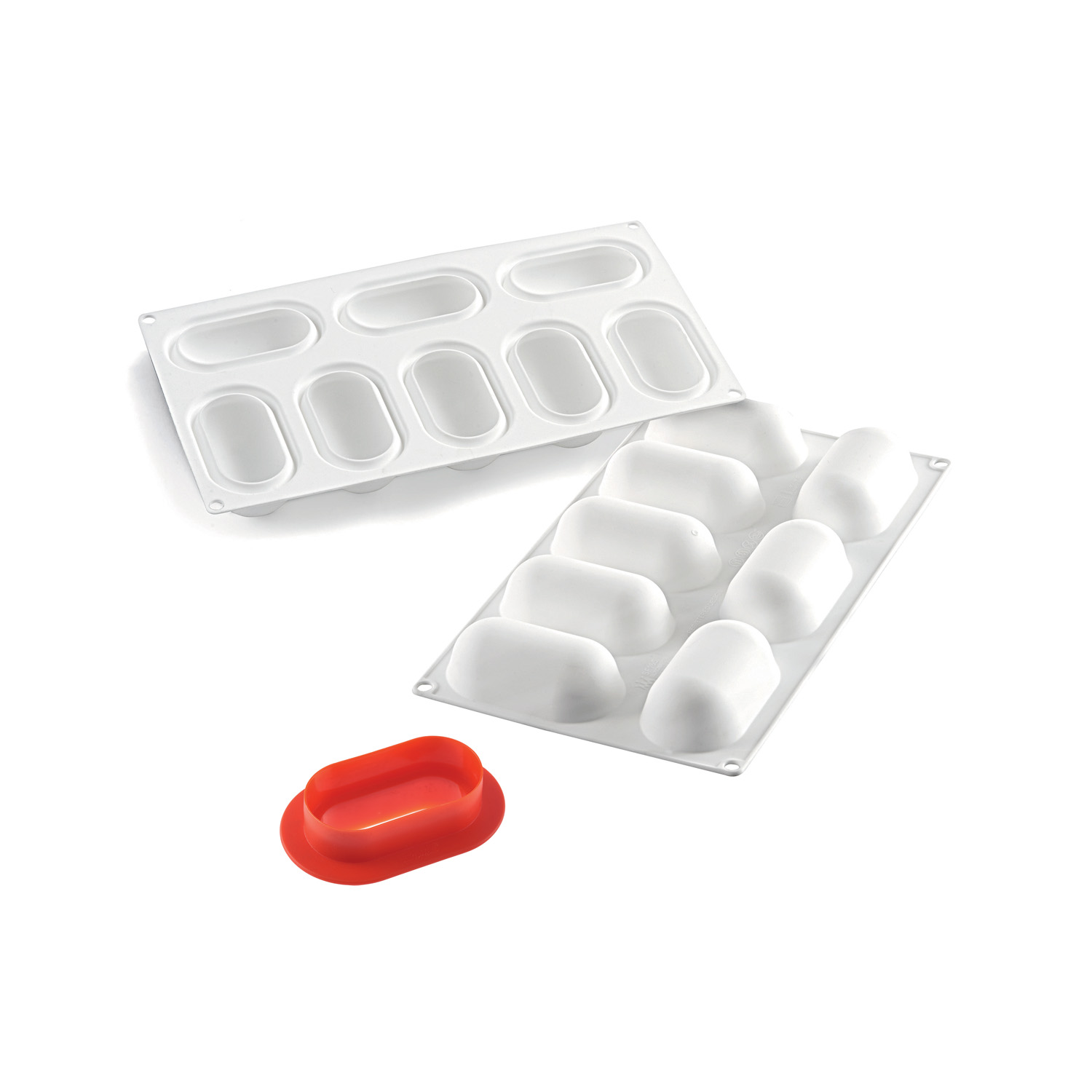 Форма для выпечки 8 ячеек 80 мл. 82*43 мм. h=32 мм. силикон + пластик.вырубка Silikomart /1/10/