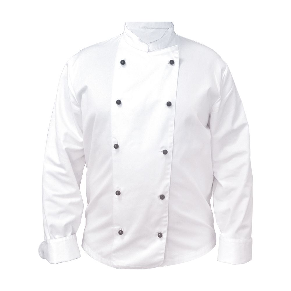 Куртка поварская Chef S с длинным рукавом и черными пуклями, состав: 65% полиэстер, 35% хлопок