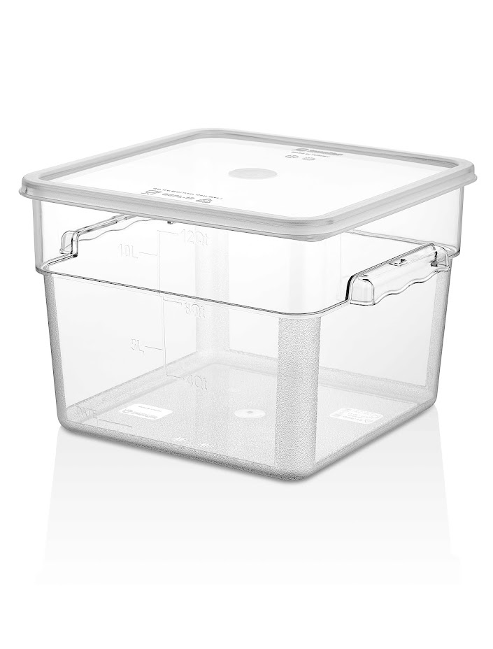 Контейнер для продуктов квадр. 11,4 л. 28*28*21 см. с мерн.шкалой, прозрач, поликарб. б/кр, штабелир. (кр.80012,80471)GP/1/6/