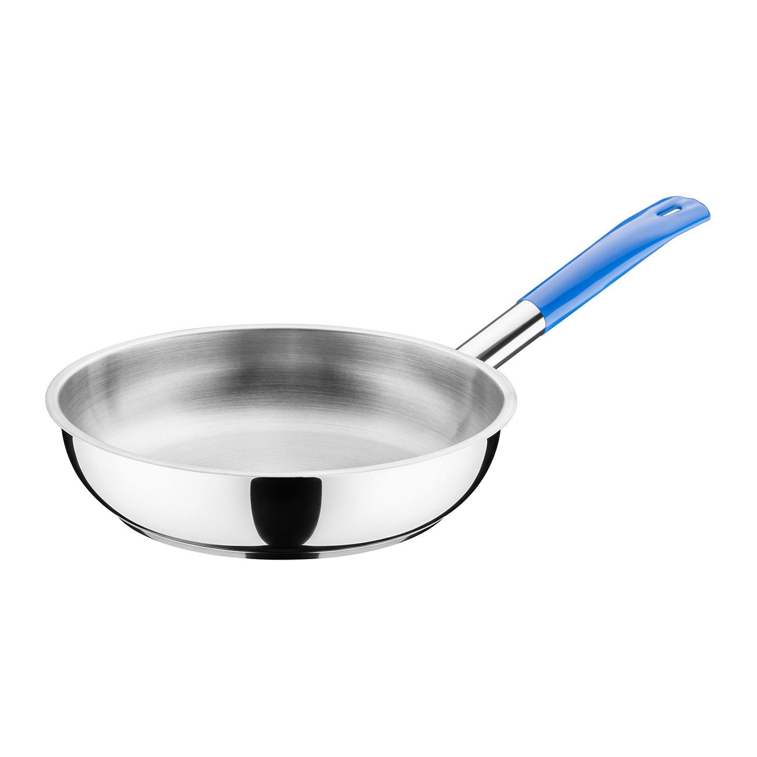 Сковорода d=24 см. h=5 см. 1,8 л. нерж. (индукция) синяя ручка винил. MGsteel /1/