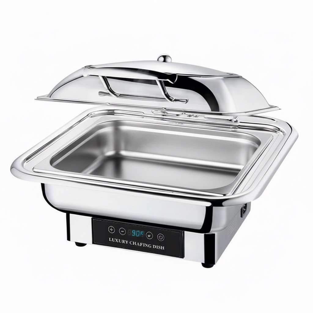 Чафиндиш (мармит) электрич. 6 л. квадратный со стекл. крышкой  /1/