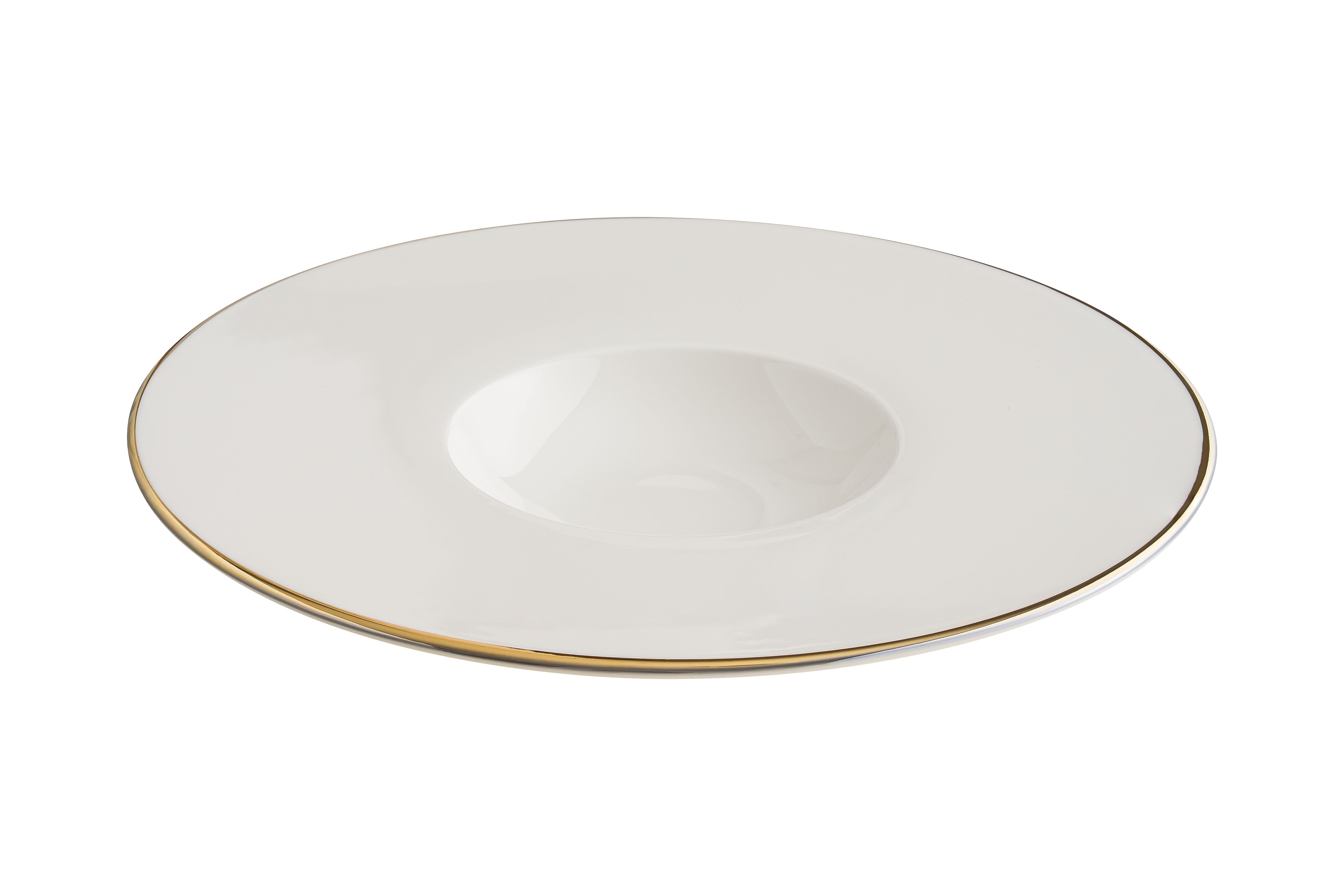 Тарелка для пасты d=300 мм. 220 мл. Золотая линия, форма Нит, тонкий край Bonna /1/6/ ТП