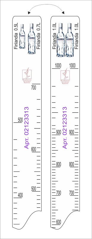 Линейка Finlandia (0.5 л./0.7 л./1 л.) L=28 см. В=2 см. /1/