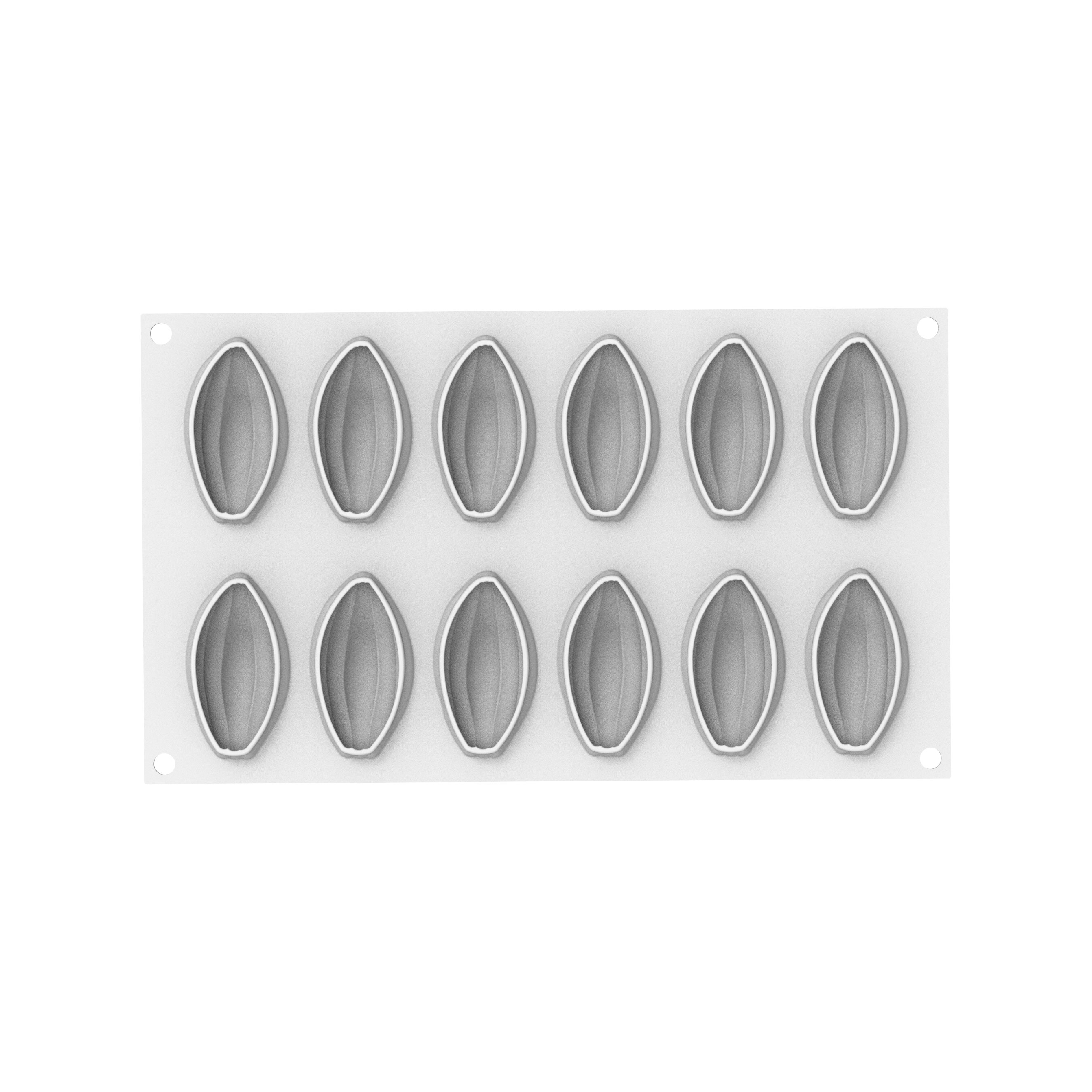 Форма для выпечки 30 мл. 12 ячеек 66,7*37,5 мм. h=26,5 мм. Какао силикон +пластик.вырубка Silikomart /1/10/