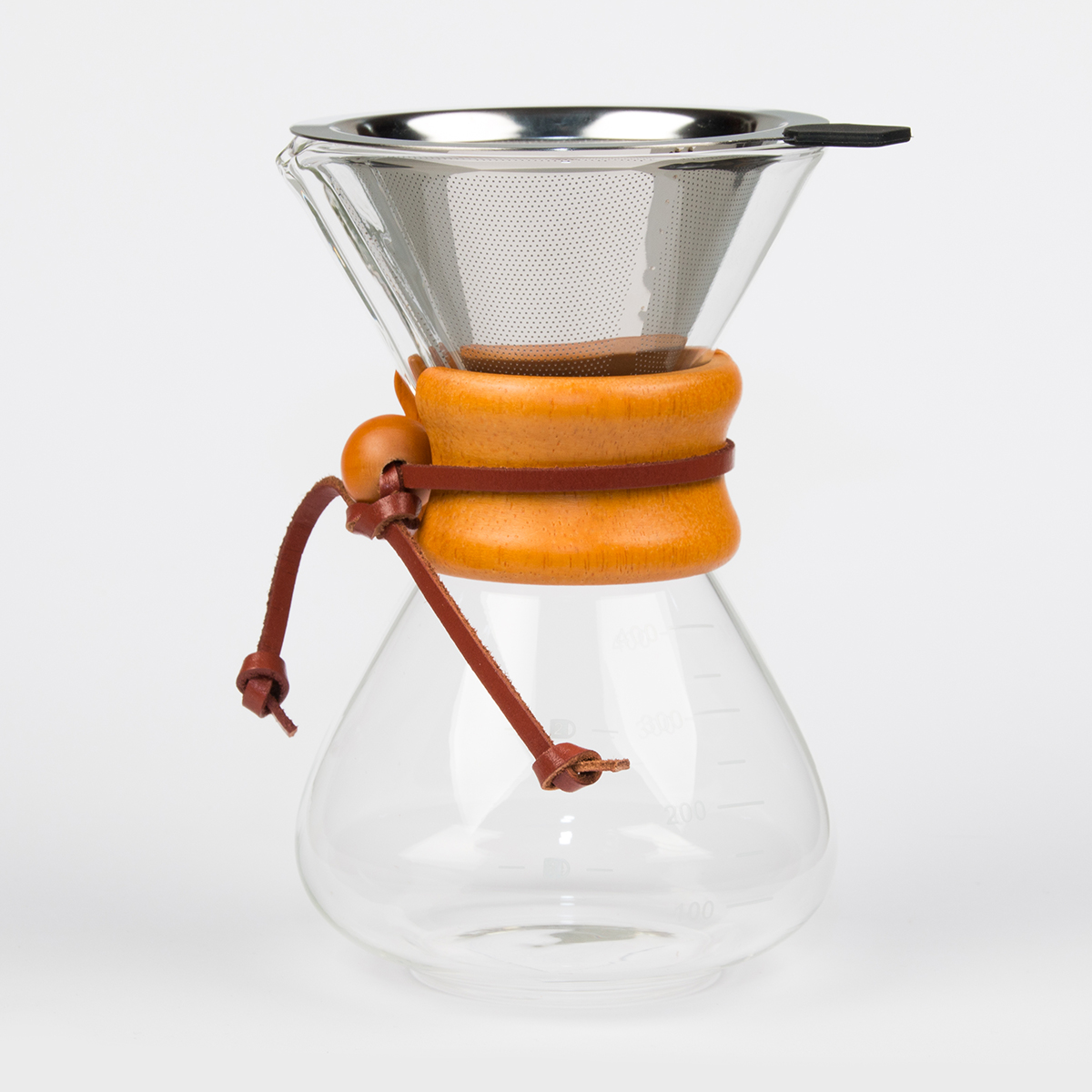 Кофейный стеклянный чайник c фильтром из нержавеющей стали, 400 мл, P.L.- Barbossa