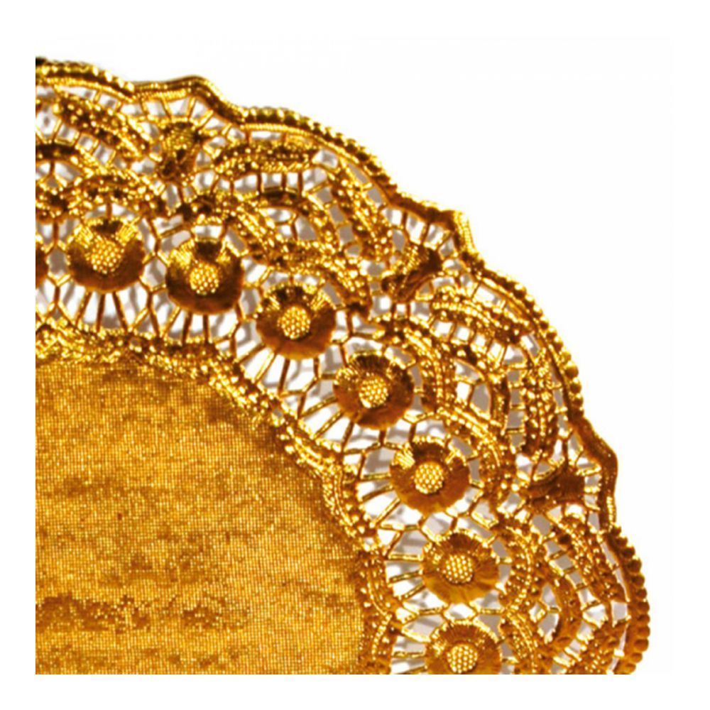 Салфетка ажурная золотая d 31 см, металлизированная целлюлоза, 100 шт, Garcia de Pou